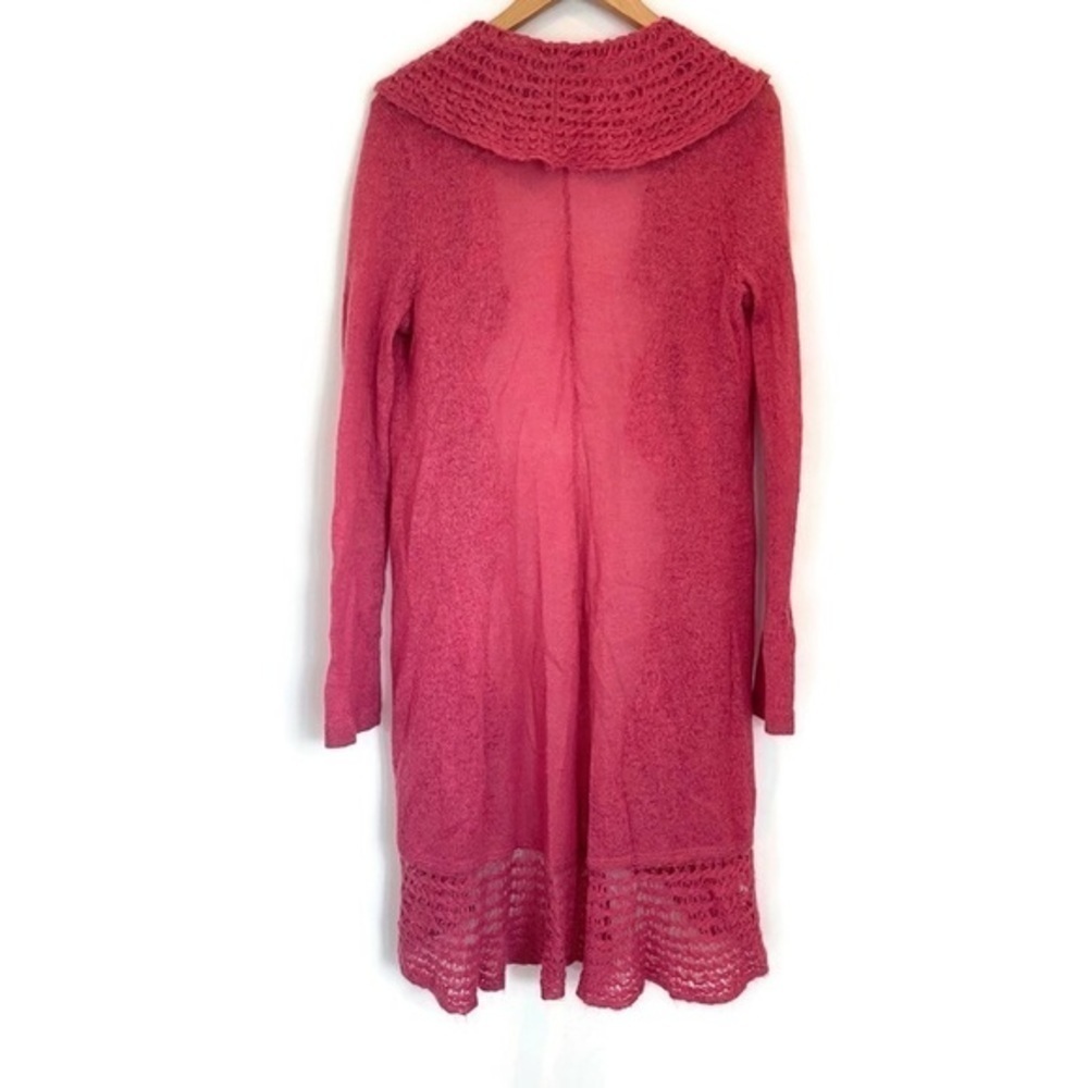 Vintage Y2K Moda International Mohair Blend Long Duster Ruffled Cardigan, Size M - Picture 2 of 10